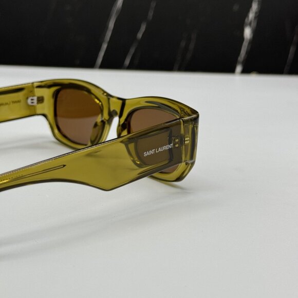 NEW SAINT LAURENT SUNGLASSES GREEN BROWN UNISEX EYEWEAR SAINT LAURENT SL713 004